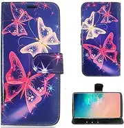 DN-Technology Samsung Galaxy S10E Case,Butterfly Painting Designer [Book Wallet Case] [Flip Case] PU Leather [Card Holder Case] Full Protection Case for Galaxy S10E (Blue Butterfly)