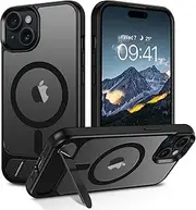 DUEDUE for iPhone 15 6.1" Case, Compatible with MagSafe, iPhone 15 Magnetic Case with Stand, Military-Grade Protection Built-in Kickstand Hard Back Raised Edges iPhone 15 Cover, Gray