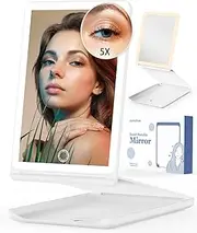 Jack & Rose Travel Mirror with Light, Travel Makeup Mirror with Magnification, Adjustable Height and Angle, Portable Folding Mirror