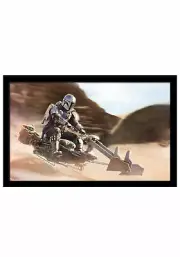 THE MANDALORIAN SEASON 2 MANDO SAND DUNES 13x19 FRAMED GELCOAT DISNEY STAR WARS!