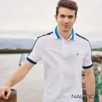 在飛比找momo購物網優惠-【NAUTICA】男裝 運動風吸濕排汗撞色短袖POLO衫(白