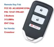 3 Buttons 313.8MHz ID47 Chip Smart Remote Car Key Fob for Honda