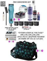 Wahl KM10 GROOMER STUDENT KIT CLIPPER&5 BLADES&Steel Attachment COMB SET,CASE +