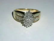 Engagement Ring 14k Yellow Gold Plated 2Ct Round Lab Created Diamond Cluster