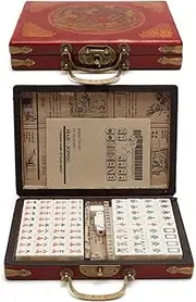 Roloiki Chinese Numbered Mahjong Set 144 Tiles Mah-Jong Set Portable Chinese Toy with Box