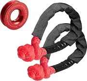 Recovery Ring Snatch Block Pulley 41000lbs & Soft Shackle Tow Winch Rope Straps