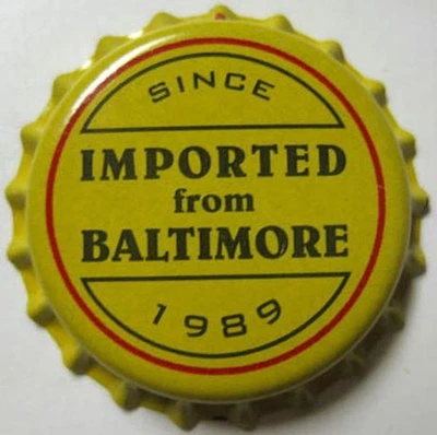 IMPORTED from BALTIMORE Beer CROWN Bottle CAP, DeGroen Brwy, Baltimore, MARYLAND