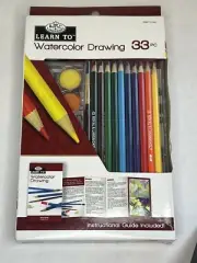 33 Piece Learn to Watercolor Drawing Art Set Royal & Langnickel Pencils Guide