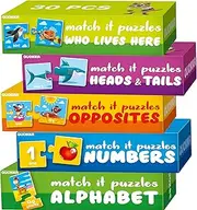 QUOKKA 5X MEGASET Toddler Puzzles Ages 2-4 - Matching Games for Kids Ages 3-5 - Numbers Animals Opposites ABC Learning for Toddlers 1-3 Year Old - Educational Toy Activities for Boy and Girl