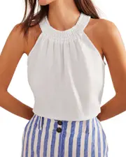Boden Smocked Halter Linen Top