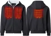 [KUMADAI] Heated Jackets with Hood Winter Outdoor Heated Sweatshirt Mens Lightweight USB Charged Electric Heating Coat Warming