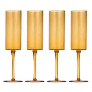 4pc Ladelle Flynn Champagne/Flute Glass Stemware Drinkware 24.5x5cm Amber