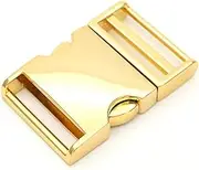 CRAFTMEmore 1 pc 1-1/2 inch Metal Curved Side Release Buckle Webbing Bag Clip Lock Belt Strap Backpacks Collar - Premium Quality Gold