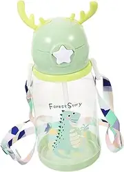 OFFSCH Cute Antler Straw Cup Water Bottle for Outdoor Use Lightweight Portable Easy to Clean Safe Smooth Edge Drinking