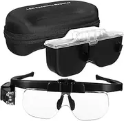 LED Illuminated Magnifying Glasses with Light Hands Design for Precision Work USB Rechargeable Magnifier Comfortable Ergonomic Headset for Crafting and