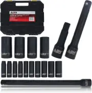 Impact Socket Set – 17 Piece 1/2 Inch Deep Impact Driver Sockets and Extension B