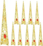 FRCOLOR 10pcs Metal Nails Claws Cosplay Primer Brown Nail Polish Nail Cuticle Remover Nail Drill Nail Light Costume Gel Chrome LED Gems Nail Tips Half Cover Foil Charms Toe Golden Alloy