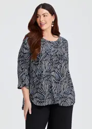 [TS] Taking Shape Button Detail Luna Top Size 16 in Indigo Print - Plus Size Women's Clothing Indigo Print