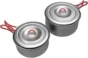 EVERNEW Titanium Lightweight Camping Pot w/Folding Handle Set, 600 & 900