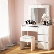 Dressing Table With LED 12 Bulb Hollywood Makeup Mirror White