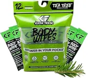 KLEAN FREAK Body 12-Count Wipes - Original Disposable Wipes, Individually Wrapped for the Gym, Workout, Hiking, Travel, and Sport (Tea-Tree)