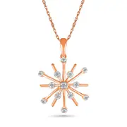 0.1 CT. T.W. Natural Diamond Snowflake Pendant in Sterling Silver with 14K Rose Gold Plate