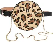 [Buddy Supplies] Buddy Women Snakeskin Pattern Waist Bag Round Shape Leather Fanny Pack Belt Chain Purse