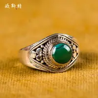 在飛比找樂天市場購物網優惠-925銀藏式首飾戒指 尼泊爾手工天然松石西藏民族風指環 可調