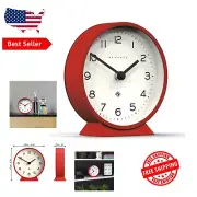 Modern Silent Sweep Mantel Clock in Vibrant Fire Engine Red - Compact Design