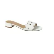 Banana Republic White Laser-Cut Low Heel Slide Leather Sandal SIZE 8.5 NIB NEW