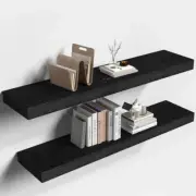 Unbranded Floating Decorative Wall Shelf Set of 2 30" x 1.6" x 6.7" in Black