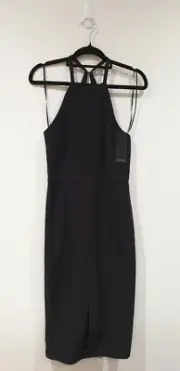 PORTMANS Black Midi Dress - Sz 8 *NEW * RRP$119.95.