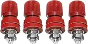 4 Pcs Binding Post Connector, 6mm Banana Socket, Test Probe Audio Speaker Terminal Binding Post Banana Plug Jack Socket Adapter Connector, Red