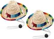 Parliky 2Pcs Weaving Mini Dog Hat Decorative Sombrero for Pet Parties Brim Easy to Wear for Dress Up Adorable Present for Dog Lovers