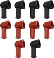 10pcs Battery Terminal Insulating Rubber Protector Cover Angled Terminal Insulating Boot Terminal Insulating Cover 14mm x 8mm, Black and Red