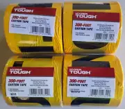 Hyper Tough 300 Foot Yellow Plastic Tear-Resistant, High Vis, Caution Tape x 4ea