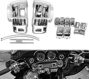 HDBUBALUS Handlebar Switch Housing Cover Case Switch Housing Caps Fit for Harley Touring Road King Tri Electra Glide 1996-2013 Chrome