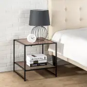 Zinus Wooden Set of Two Bedside Tables - Brown