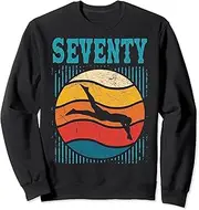 [X.Style] 70th Birthday Retro Swim Swimming 70 Year Old Men Women Sweatshirt ds346 (S) Black