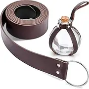 Halloween Dark Magic Cork Potion Bottle Round Spherical Clear Glass Bottle with Medieval Knight Leather Belt Large Bottle for Costume Props DIY Crafts and Decorative Bottles, 200 ml (Brown)
