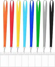 8 Pack Cruise Lanyard with Waterproof ID Card Holder, Colorful Solid Color Durable Badge Card and Carnival Sail (Assorted Rainbow 8 Colors)