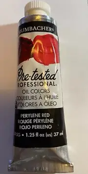 Grumbacher Pre-tested Perylene RED oil paint color 37 mL- Made in the USA