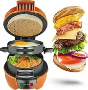 Commercial Hamburger Press, Breakfast Sandwich Maker, with Egg Cooking Ring, Removable and Easy to Clean, Indicator Light, Non-Stick Pan, for Family Breakfast Yellow