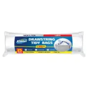 Bin Liner Drawstring Tidy Bag, Kitchen Garbage Bag 35L 58cm x 71cm - 25pk Large