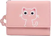 [QionWon] Slim Wallet Cards Case Snap Button Chic Abrasion Resistant Tri-fold Female Wallet Purse