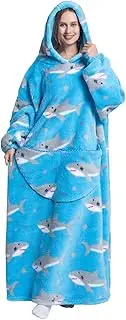 [NUANHOM] Lengthen Hoodie Blanket,Oversized Ultra Soft Warm Wearable Hooded Blanket Sweatshirt,One Size Fits All Adults Men Women