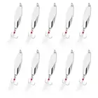 10Pcs 3/4 oz Metal Fishing Spoons Fishing Lures Casting Spoon, Silver Tone