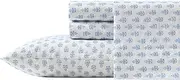 Laura Ashley - King Sheets, Cotton Percale Bedding Set, Lightweight & Breathable Home Decor (Francesca Blue, King)