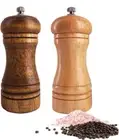 Salt and Pepper Grinders Set, Manual Wooden Salt and Pepper Mills Shakers, Ceram
