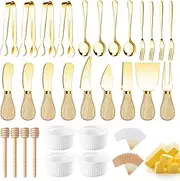 Charcuterie Boards Accessories Gold Charcuterie Utensils Cheese Spreader Knife Set Small Serving Tongs Forks and Spoons Dipping Bowls Honey Dippers Toothpick Flags for Appetizers & Serving Platters